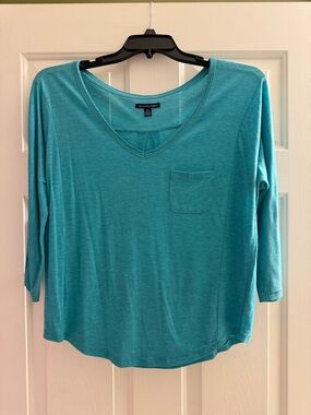 American Eagle Outfitters Teal V-Neck Pocket Top